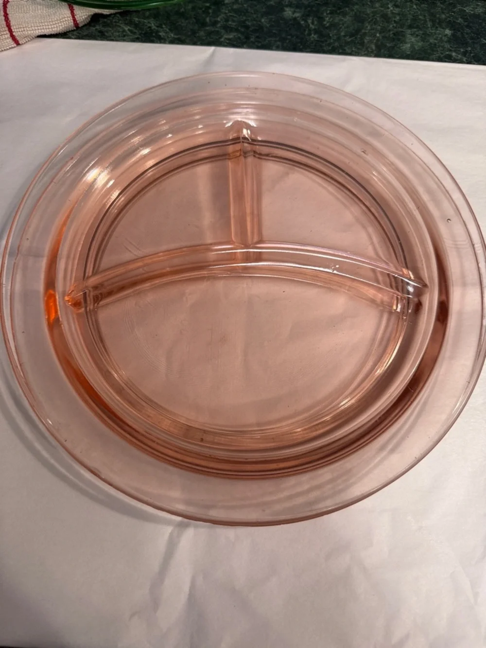 Set of two Pink Glass Divided plate or platter